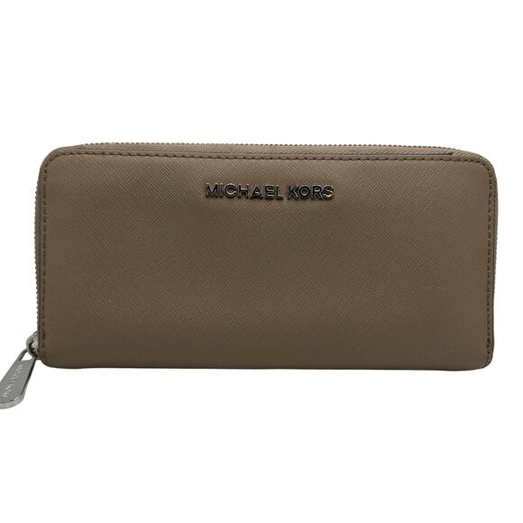 MICHAEL KORS Taupe Zip Around Wallet - Picture 1 of 10